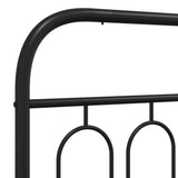 Metal Bed Frame without Mattress with Headboard Black 90x190 cm - Close-Up Angle
