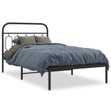 Metal Bed Frame without Mattress with Headboard Black 107x203 cm King Single - Front View