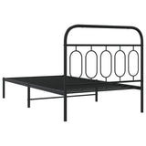 Metal Bed Frame without Mattress with Headboard Black 107x203 cm King Single