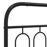 Metal Bed Frame without Mattress with Headboard Black 107x203 cm King Single - Close-Up Angle