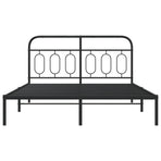 Metal Bed Frame without Mattress with Headboard Black 135x190 cm