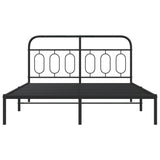 Metal Bed Frame without Mattress with Headboard Black 135x190 cm - Top-Down View