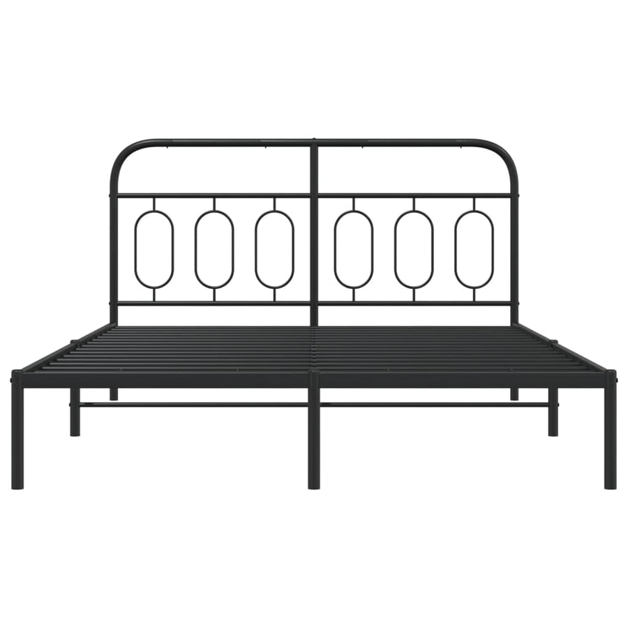 Metal Bed Frame without Mattress with Headboard Black 135x190 cm