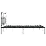 Metal Bed Frame without Mattress with Headboard Black 135x190 cm - 45-Degree Angle