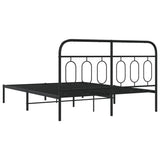 Metal Bed Frame without Mattress with Headboard Black 135x190 cm - Rear View