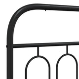 Metal Bed Frame without Mattress with Headboard Black 135x190 cm - Close-Up Angle
