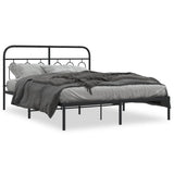 Metal Bed Frame without Mattress with Headboard Black 150x200 cm - Front View