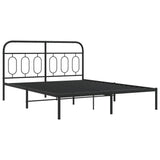 Metal Bed Frame without Mattress with Headboard Black 150x200 cm - Side View