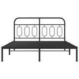Metal Bed Frame without Mattress with Headboard Black 150x200 cm - Top-Down View