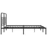 Metal Bed Frame without Mattress with Headboard Black 150x200 cm