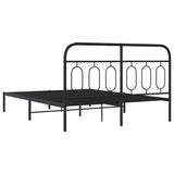 Metal Bed Frame without Mattress with Headboard Black 150x200 cm - Rear View