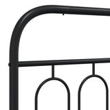 Metal Bed Frame without Mattress with Headboard Black 150x200 cm - Close-Up Angle