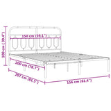 Metal Bed Frame without Mattress with Headboard Black 150x200 cm - Low Angle