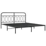 Metal Bed Frame without Mattress with Headboard Black 183x203 cm King - Side View