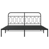 Metal Bed Frame without Mattress with Headboard Black 183x203 cm King - Top-Down View
