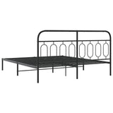 Metal Bed Frame without Mattress with Headboard Black 183x203 cm King - Rear View