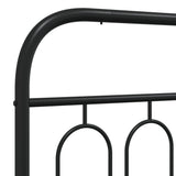 Metal Bed Frame without Mattress with Headboard Black 183x203 cm King - Close-Up Angle