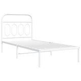 Metal Bed Frame without Mattress with Headboard White 90x190 cm