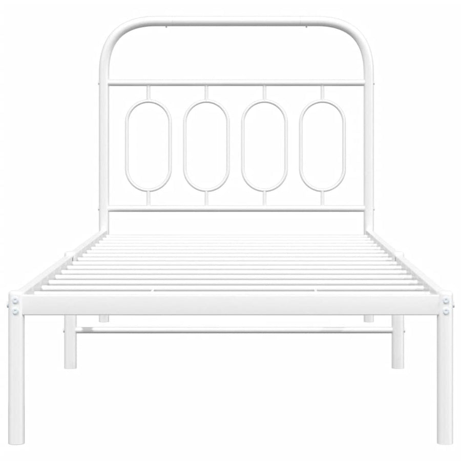 Metal Bed Frame without Mattress with Headboard White 90x190 cm