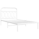 Metal Bed Frame without Mattress with Headboard White 107x203 cm King Single - Side View