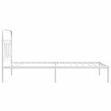 Metal Bed Frame without Mattress with Headboard White 107x203 cm King Single - 45-Degree Angle