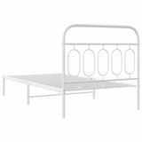 Metal Bed Frame without Mattress with Headboard White 107x203 cm King Single - Rear View