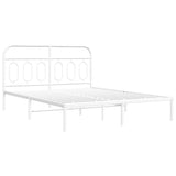 Metal Bed Frame without Mattress with Headboard White 135x190 cm - Side View