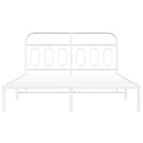 Metal Bed Frame without Mattress with Headboard White 135x190 cm - Top-Down View