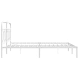 Metal Bed Frame without Mattress with Headboard White 135x190 cm - 45-Degree Angle