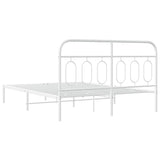 Metal Bed Frame without Mattress with Headboard White 135x190 cm - Rear View