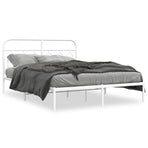Metal Bed Frame without Mattress with Headboard White 150x200 cm