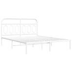 Metal Bed Frame without Mattress with Headboard White 150x200 cm