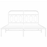 Metal Bed Frame without Mattress with Headboard White 150x200 cm - Top-Down View