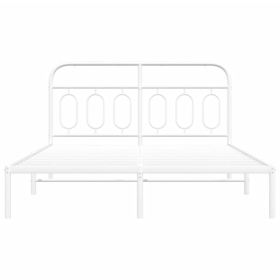 Metal Bed Frame without Mattress with Headboard White 150x200 cm