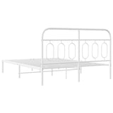 Metal Bed Frame without Mattress with Headboard White 150x200 cm - Rear View