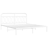 Metal Bed Frame without Mattress with Headboard White 183x203 cm King