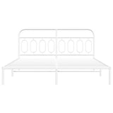 Metal Bed Frame without Mattress with Headboard White 183x203 cm King