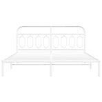 Metal Bed Frame without Mattress with Headboard White 183x203 cm King