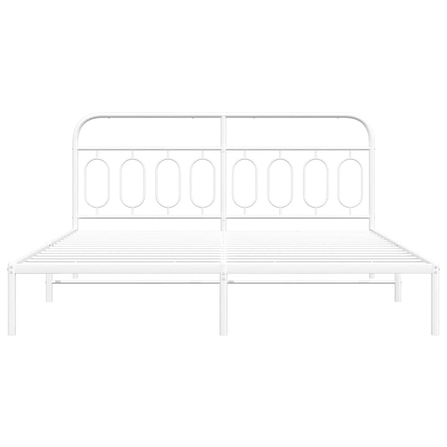 Metal Bed Frame without Mattress with Headboard White 183x203 cm King