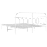 Metal Bed Frame without Mattress with Headboard White 183x203 cm King