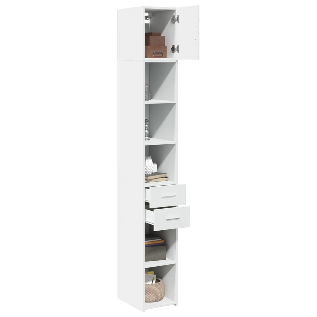 Slim Storage Cabinet White 30x42,5x225 cm Engineered Wood