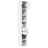 Slim Storage Cabinet White 30x42,5x225 cm Engineered Wood - Side View