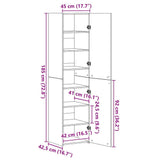 Highboard White 45x42.5x185 cm Engineered Wood - Extra Image