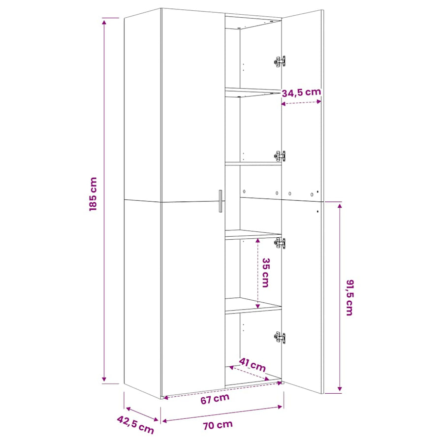 Highboard Sonoma Oak 70x42.5x185 cm Engineered Wood
