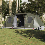 Camping Tent Tunnel 4-Person Olive Green Waterproof - Top-Down View