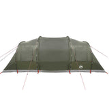 Family Tent Tunnel 6-Person Olive Green Waterproof - Close-Up Angle