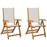 Folding Chairs 2 pcs Solid Wood Acacia and Textilene - Front View