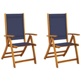 Folding Chairs 2 pcs Solid Wood Acacia and Textilene - Front View