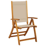 Folding Chairs 2 pcs Solid Wood Acacia and Textilene - Side View