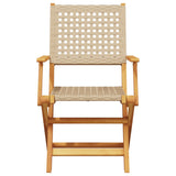 5 Piece Garden Dining Set Beige Poly Rattan and Solid Wood - Top-Down View